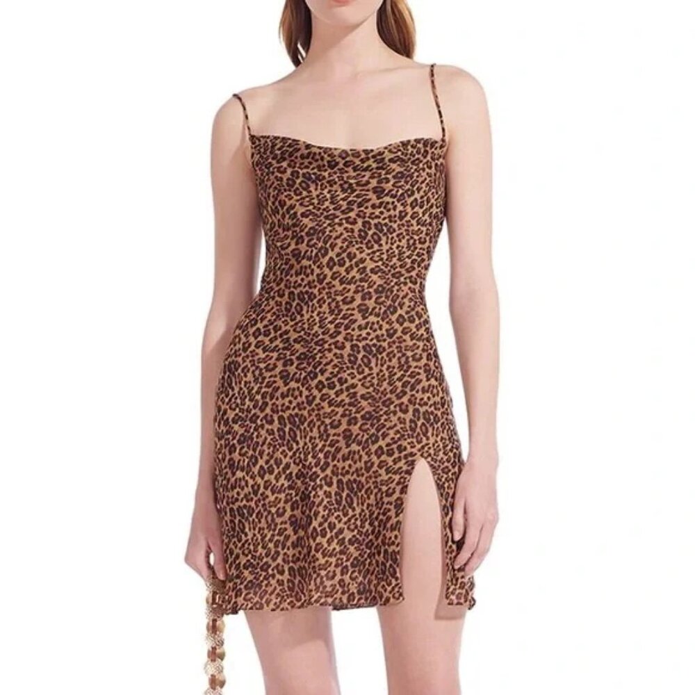STAUD leopard print mini dress
